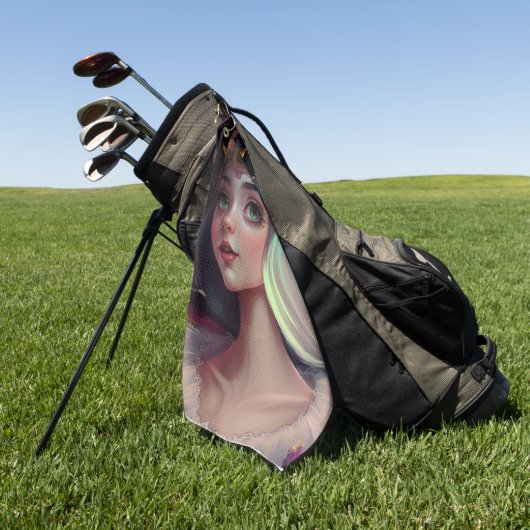 Schattige Big Eyed Queen Golfhanddoek (Groen)