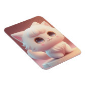 Schattige Big Eyes Fluffy White Cat Magneet (Rechterzijde)