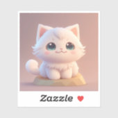Schattige Big Eyes Fluffy White Kitten Sticker (Vel)