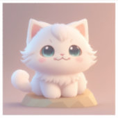 Schattige Big Eyes Fluffy White Kitten Sticker (Voorkant)