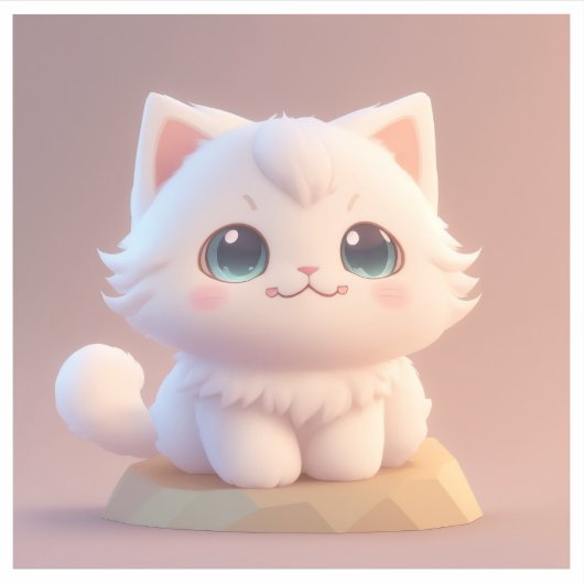 Schattige Big Eyes Fluffy White Kitten Sticker (Voorkant)