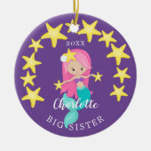 Schattige Big Sister Mermaid kerstversiering Keramisch Ornament (Voorkant)