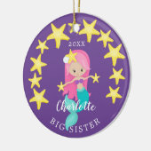 Schattige Big Sister Mermaid kerstversiering Keramisch Ornament (Links)