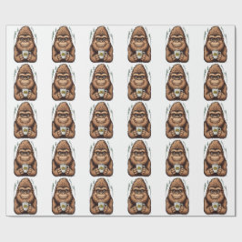 Schattige Bigfoot die koffie drinkt  Grappige Sasq Cadeaupapier