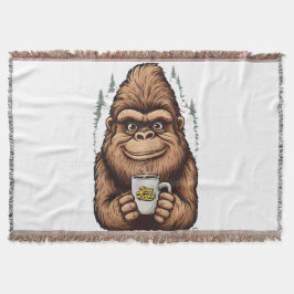 Schattige Bigfoot die koffie drinkt  Grappige Sasq Deken