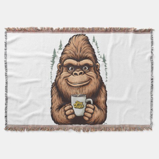 Schattige Bigfoot die koffie drinkt Grappige Sasq Deken (Voorkant)