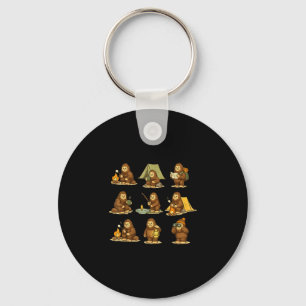 Schattige bigfoot kamperen sasquatch buiten wandel sleutelhanger