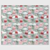 Schattige Biggen in Kerst Fijn Vakantie Wrap Cadeaupapier (Vlak)