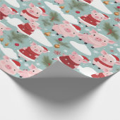 Schattige Biggen in Kerst Fijn Vakantie Wrap Cadeaupapier (Hoek)