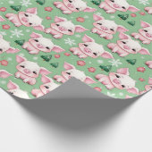 Schattige Biggen voor Kerstmis Groene Vakantie Wra Cadeaupapier (Hoek)
