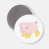 Schattige biggenvarken in gele rubberen laarzen V2 Magneet (Voorkant / Achterkant)