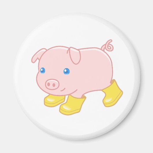 Schattige biggenvarken in gele rubberen laarzen V2 Magneet (Voorkant)