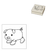 Schattige biggenvarken in rubberlaarzen rubberstempel (Gestempeld)