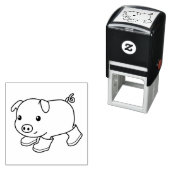 Schattige biggenvarken in rubberlaarzen  zelfinktende stempel (In situ)