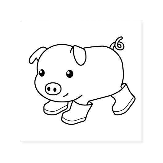 Schattige biggenvarken in rubberlaarzen  zelfinktende stempel (Design)
