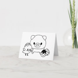 Schattige Biggetje en Chick (Chicken) BLANK Kaart