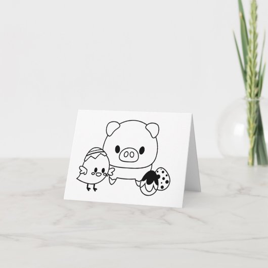 Schattige Biggetje en Chick (Chicken) GEPERSONALIS Kaart (Voorkant)
