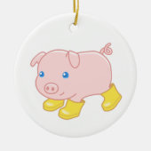 Schattige biggetje in gele rubberen laarzen keramisch ornament (Voorkant)