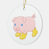 Schattige biggetje in gele rubberen laarzen keramisch ornament (Links)