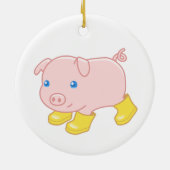 Schattige biggetje in gele rubberen laarzen keramisch ornament (Achterkant)