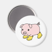 Schattige biggetje in gele rubberen laarzen magneet (Voorkant / Achterkant)