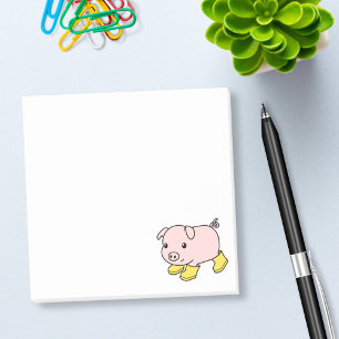 Schattige biggetje in gele rubberen laarzen post-it® notes
