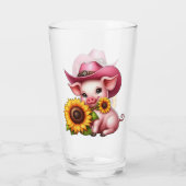 Schattige biggetje in roze cowboy Pet met zonneblo Glas (Achterkant)