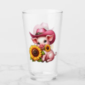 Schattige biggetje in roze cowboy Pet met zonneblo Glas (Voorkant)