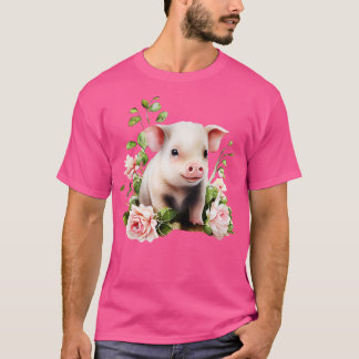 Schattige biggetje met bloemetjes t-shirt