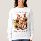 Schattige biggetje Omgeven door Zonnebloemen Trui (Voorkant)