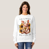 Schattige biggetje Omgeven door Zonnebloemen Trui (Voorkant volledig)