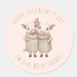 Schattige Biggetjes Roze Valentijnsdag Ronde Sticker