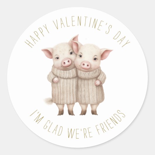 Schattige Biggetjes Valentijnsdag Ronde Sticker (Voorkant)