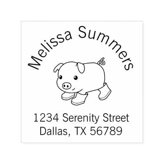 Schattige biggetvarken in rubberen bootboogadres zelfinktende stempel (Design)