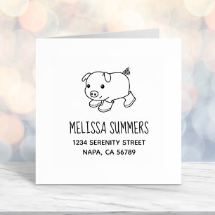 Schattige biggetvarken in rubberen laarzen Adres Zelfinktende Stempel