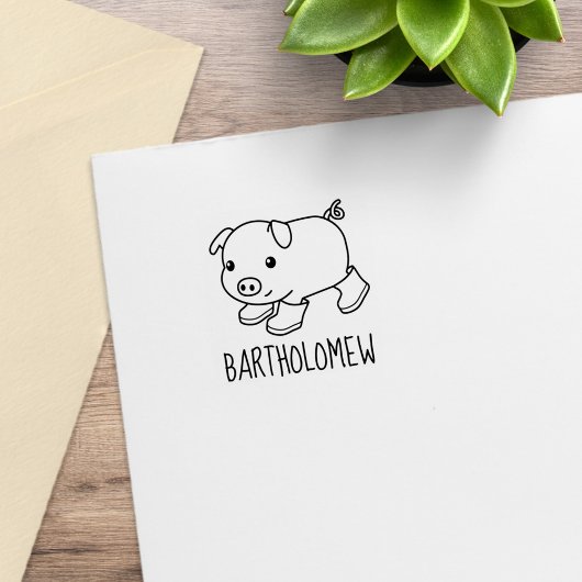 Schattige biggetvarken in rubberlaarzen aangepaste rubberstempel
