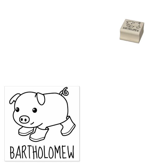 Schattige biggetvarken in rubberlaarzen aangepaste rubberstempel (Gestempeld)