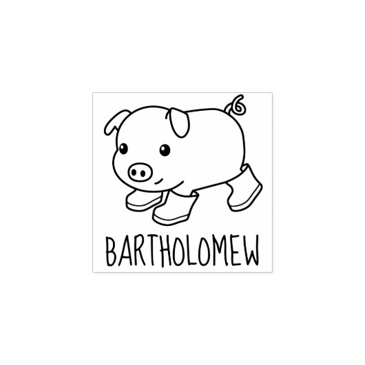 Schattige biggetvarken in rubberlaarzen aangepaste rubberstempel (Afrduk)