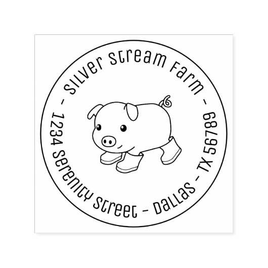 Schattige biggetvarken in rubberlaarzen Zakelijk a Zelfinktende Stempel (Design)