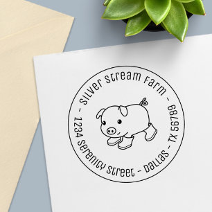 Schattige biggetvarken in rubberlaarzen Zakelijk a Zelfinktende Stempel