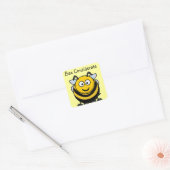 Schattige Bij Attent Gele Boek Naambord Vierkante Sticker (Envelop)