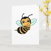 Schattige Bij Cartoon Kaart (Gele Bloem)
