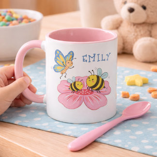 Schattige Bij En Vlinder Kinderen Mok