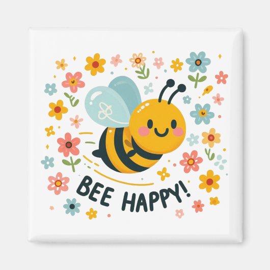 Schattige bij Happy Square Magnet (Voorkant)