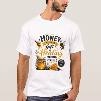 Schattige Bij Honing Genezende Cartoon Ontwerp T-shirt
