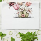 Schattige Bij Liefde Hart Ballon Lente Bloemen Theedoek (Gevouwen)