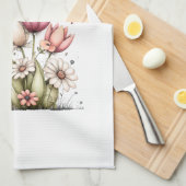 Schattige Bij Liefde Hart Ballon Lente Bloemen Theedoek (Quarter Fold)