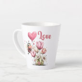 Schattige Bij Liefde Hart & Bloemen Latte Mok (Linkerhoek)