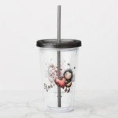 Schattige Bij met Hart Acryl Drinkbeker (Voorkant)