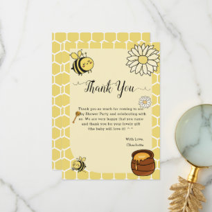 Schattige Bij met Zoete Honing Baby Shower Bedankkaart